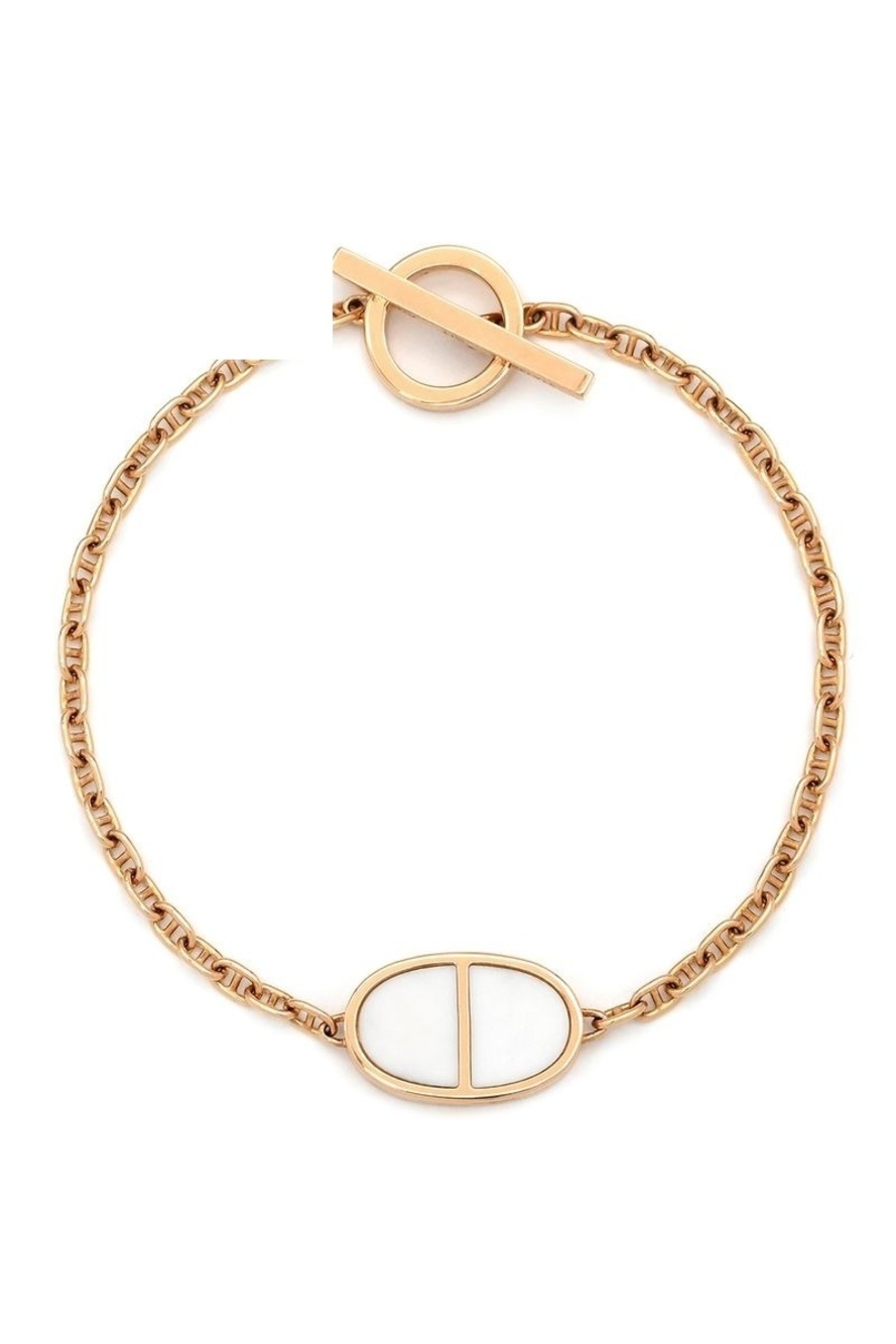 Hermes Bracelet Chaine D'Ancre Verso 18K Pink Gold Rose White Sh